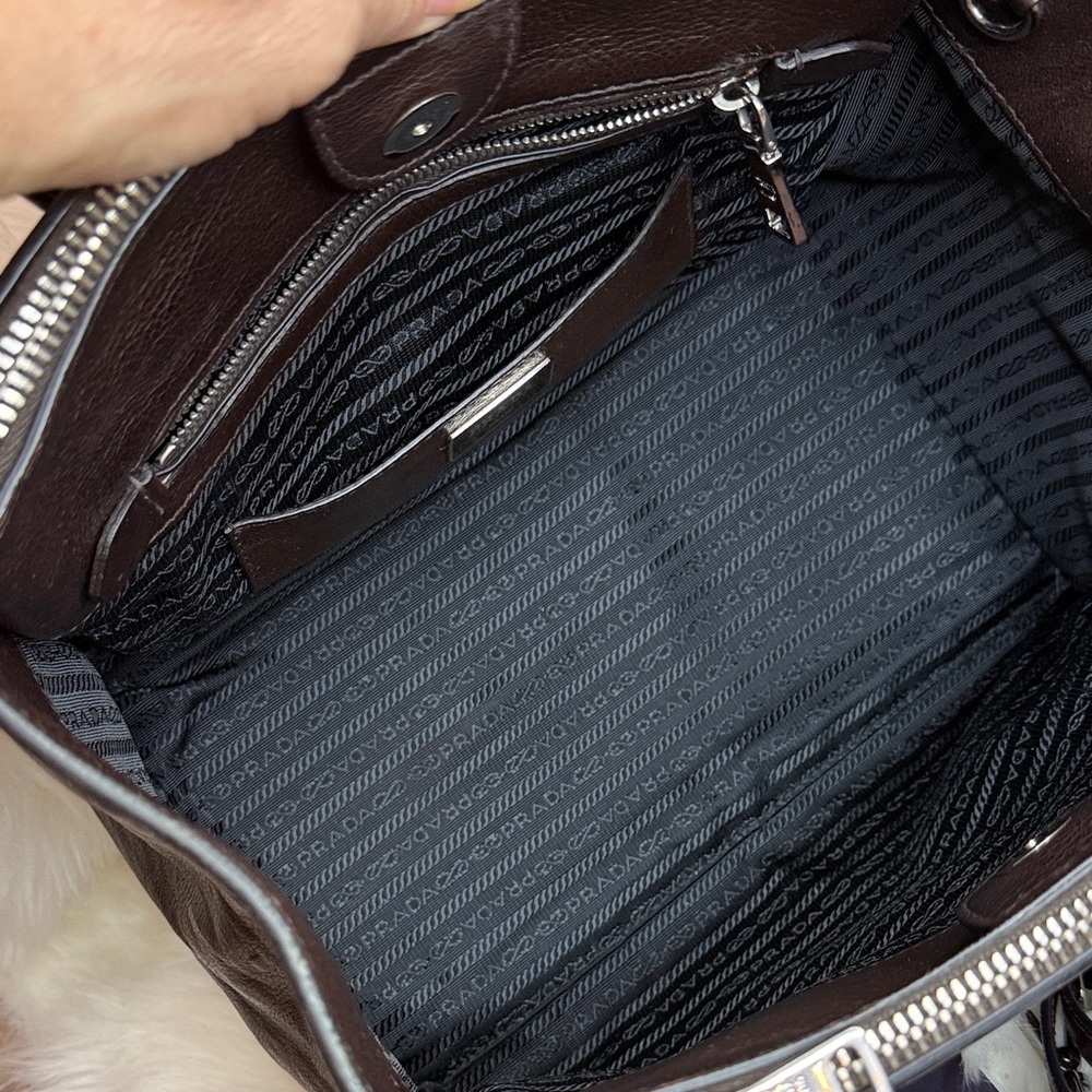 Prada Women's Dark Brown Leather Tote - Picture 10 of 14